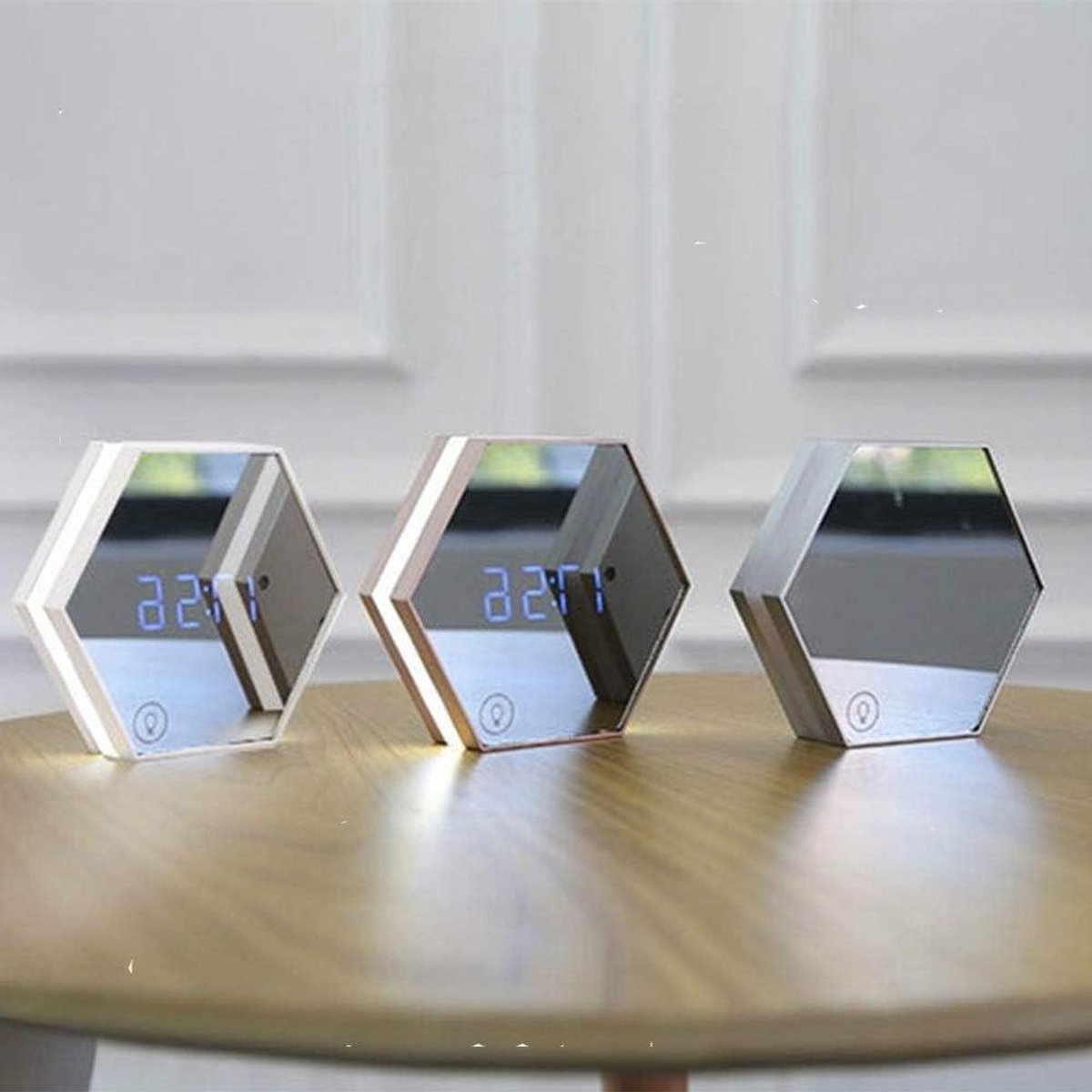 Digitale Wekker - Tafellamp Spiegel - Wakker Worden - Touch Sensing - 137 cm - Zilver