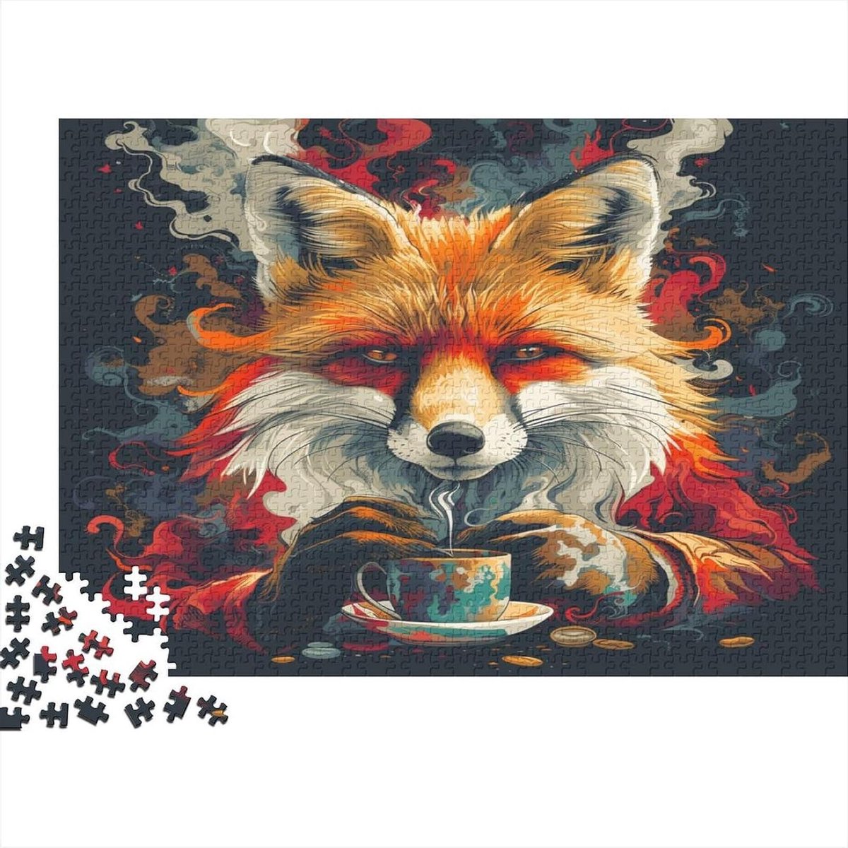 Fox Puzzel voor volwassenen, 1000 stukjes, veeleisende mini-puzzel voor volwassenen, artwork jigsaw, puzzel voor familie, spel, woondecoratie, 1000 stuks (75 x 50 cm)