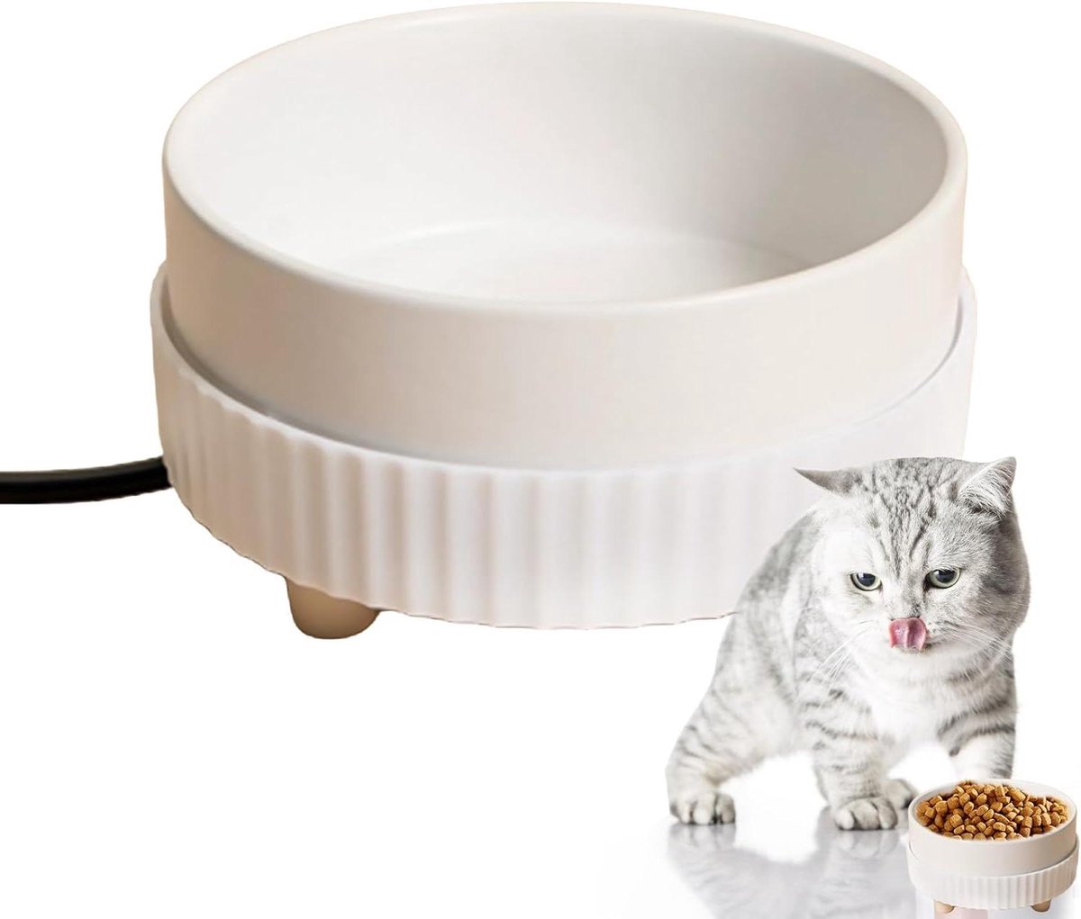 Verwarmde - thermostatische boiler, geruisloze keramische waterbak kattenfontein, verwarming dier drinken - voor kitten, katten, puppy