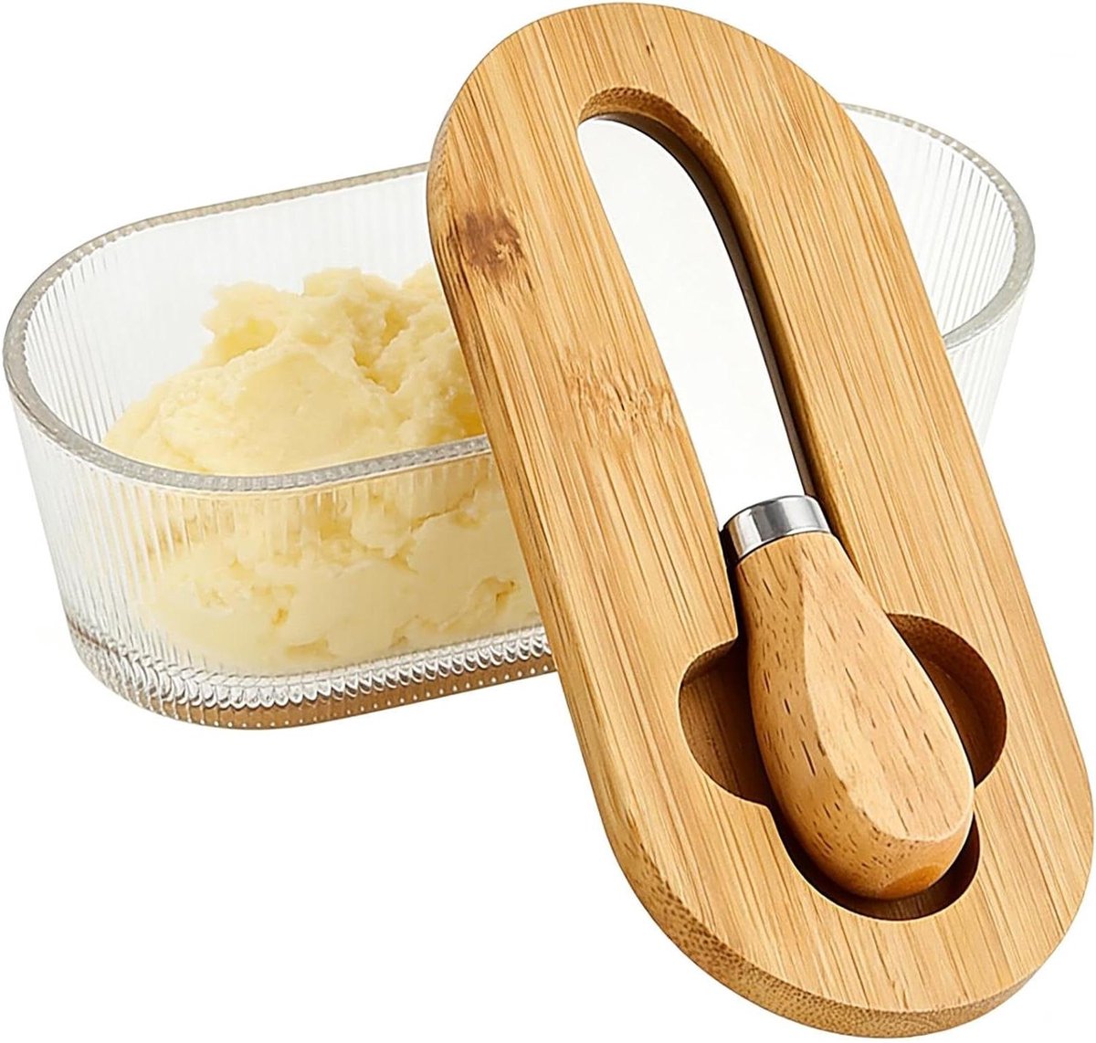 Bewaarpot met deksel - Glazen pot - Voedsel bewaren - Met schraper - 300 ml - Doorzichtig