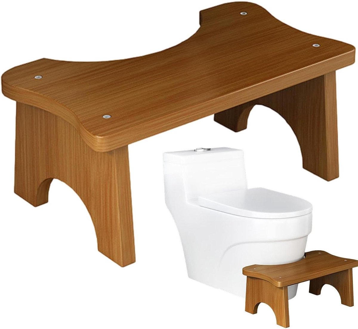Potty Stoel - Krukje Toilet - Verbeteren Stoelgang - C-vormige Ontwerp - 17 cm Hoog - Bruin