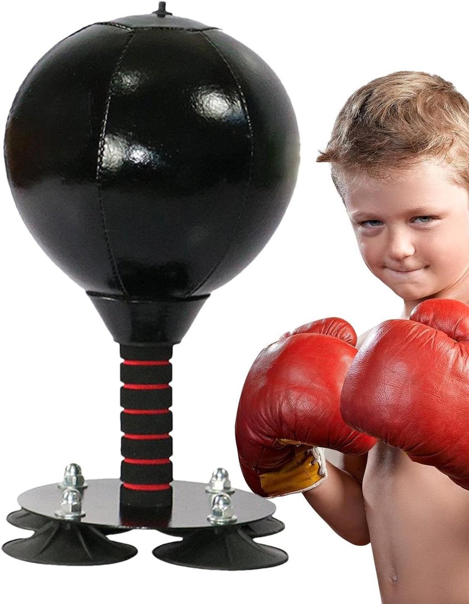 Desktop Bokszak - Speedball Bokszak - Stress verlichten - Sterke zuignappen - 25 cm - Zwart