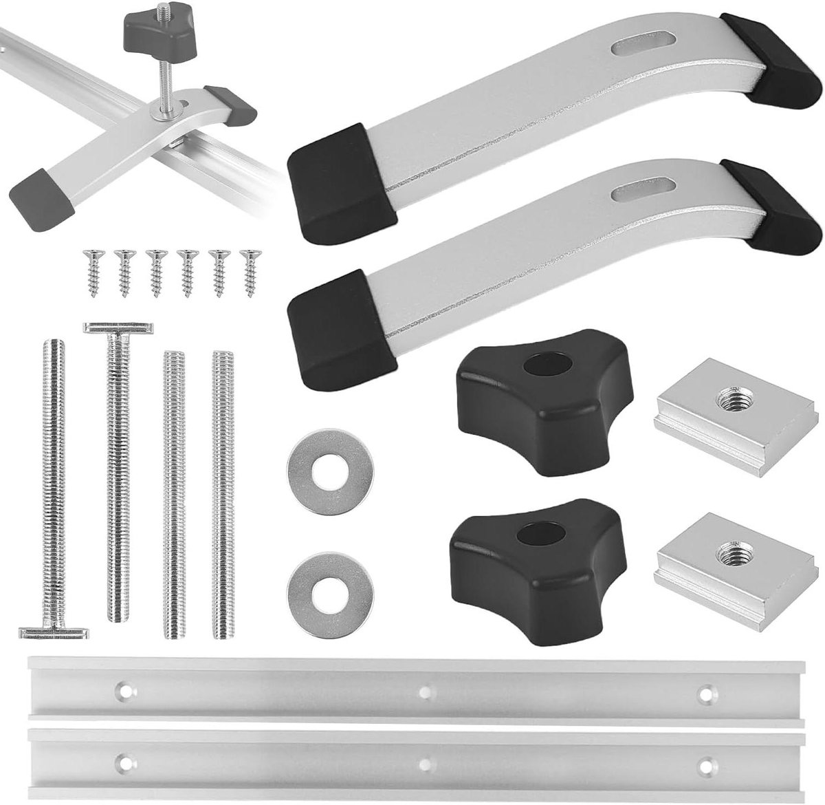 T-Track Set - Glijrail Houtbewerking - Precisie Werk - Aluminium Legering - 2 Stuks - Zilver