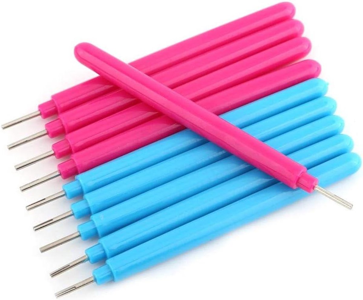 Papier Quilling Tools - Knutsel Rolpen - Decoraties Maken - Roestvrij Staal Punten - 10 Stuks - Roze Blauw