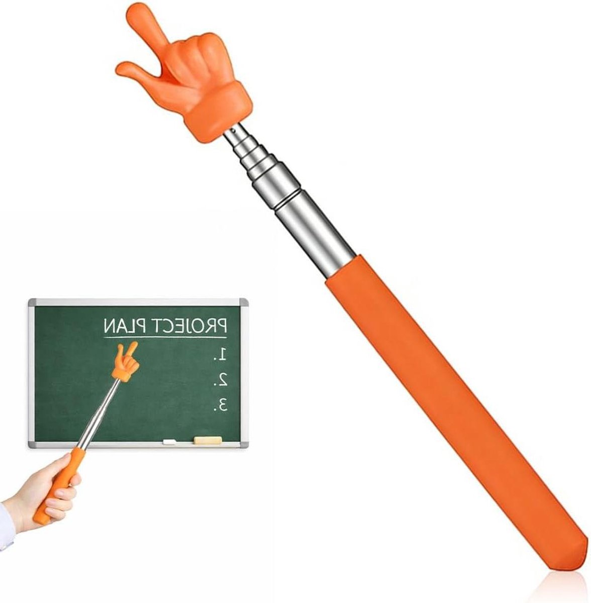Uittrekbare Telescoopstang - Presentatieaanwijzer Orkestladder - Lesgeven Presenteren - Levendig Oranje Design - Tot 68 cm - Oranje
