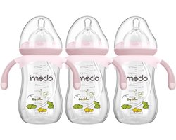 Babyflessen - Voedingsflessen - Comfortabel voeden - AirFree ventiel - 270 ml 3 stuks - Roze