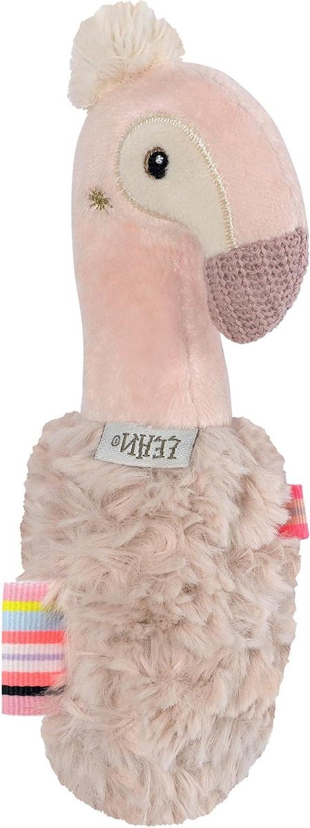 Grijpfiguur Flamingo - Rammelaar baby - Spelenderwijs leren - Zachte pluche stof - 16 cm - Roze