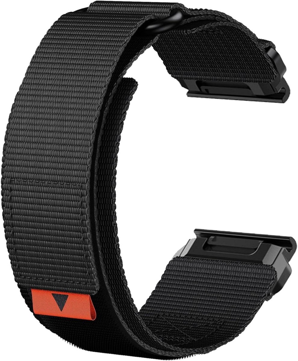 Nylon Horlogeband - QuickFit Band - Smartwatch Upgrade - Dubbel Materiaal Design - 26mm Breed - Zwart