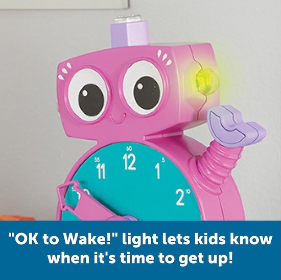 Leerklok Robot - Tijd Leerklok - Kinderen Leren Klokkijken - Met Muziek en Licht - Medium - Roze — afbeelding 5