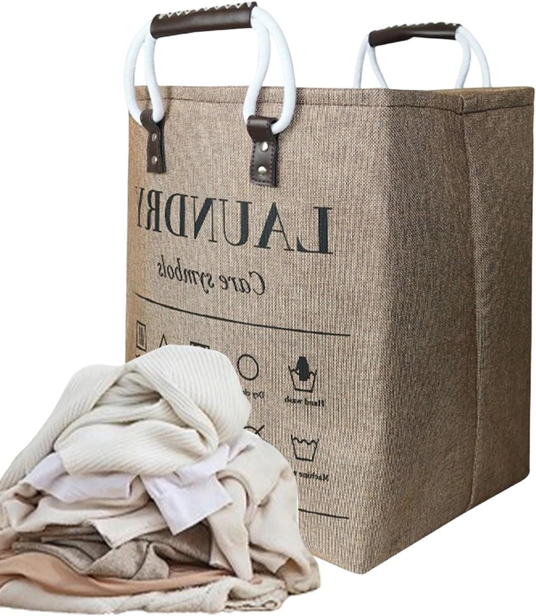 Wasgoedmand Kledingmand Organizer Huishoudelijke Opslag Opvouwbaar Stevig Frame 48 liter Koffie