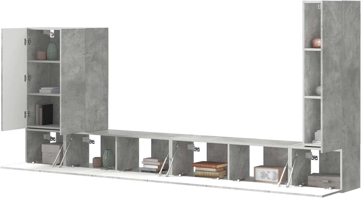 Wandmeubel Set - TV Meubel Media Unit - Woonkamer Organisatie - Modulair Ontwerp - 98 x 31 x 295 cm