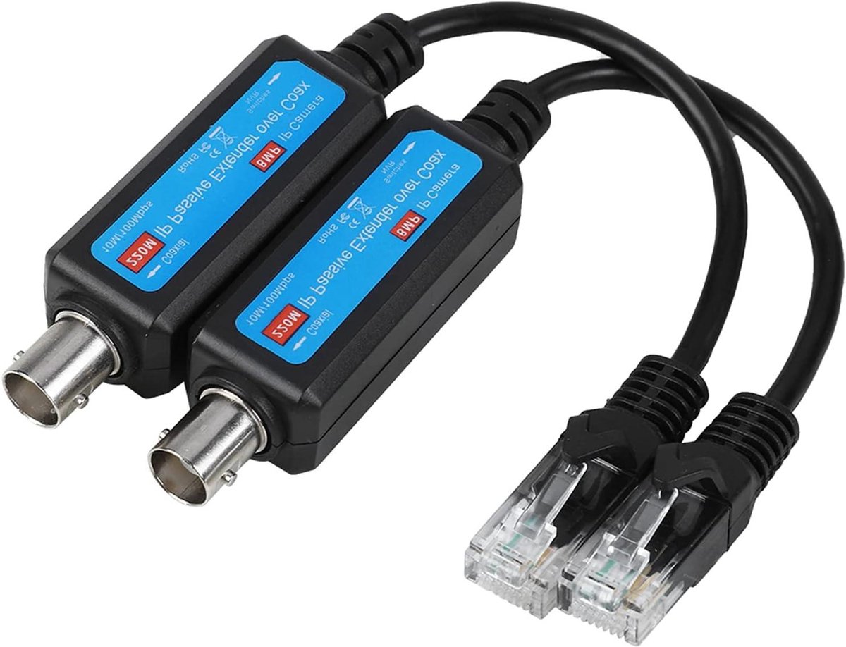 Ethernet Coax Adapter - Moca Adapter IP Extender - Camera Beveiliging Uitzenden - Passief Geen Stroom Nodig - 220 Meter