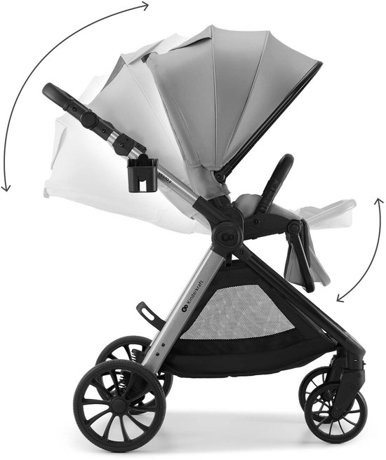 Kinderkraft VESTO 2 - 3-in-1 kinderwagen - Memory buttons - Opvouwbaar met zitting 2 richtingen - Vering op alle wielen - Grijs van Kinderkraft — afbeelding 3