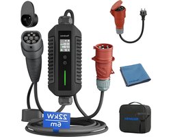 Mobiele Wallbox - Draagbare Lader - Elektrische Auto Laden - Instelbaar Vermogen - 22 kW 6 m - Grijs