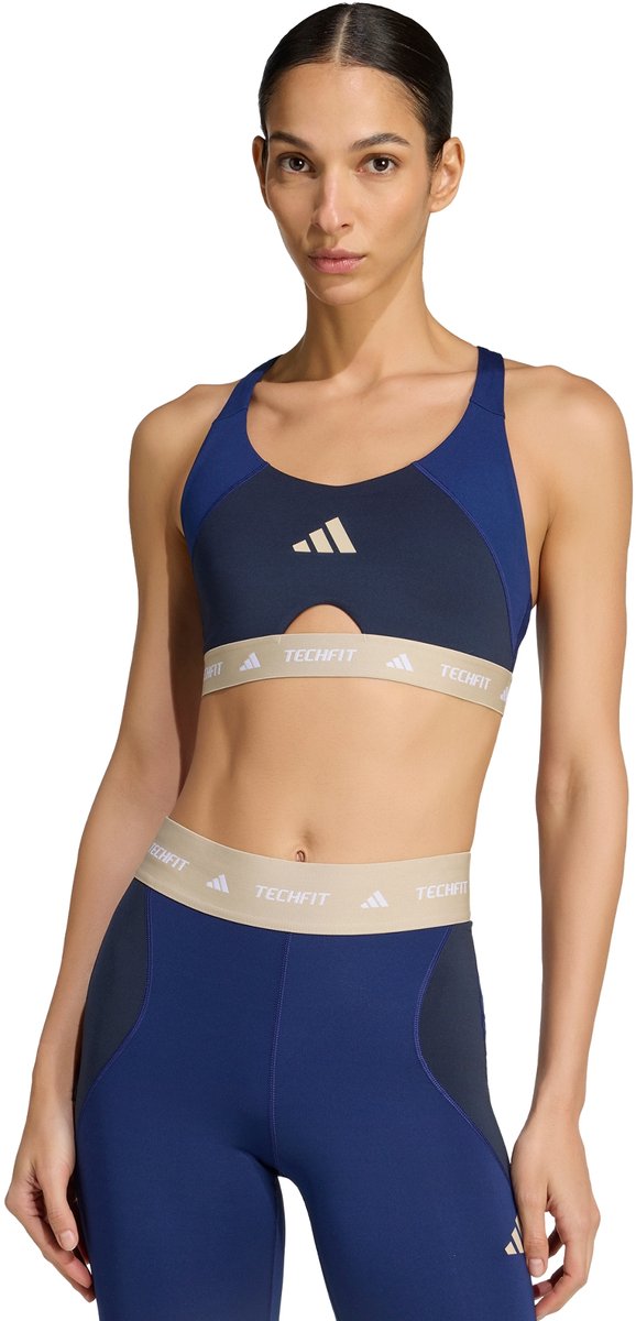 Adidas Performance Techfit Color Block Medium Support Workoutbeha - Dames - Blauw