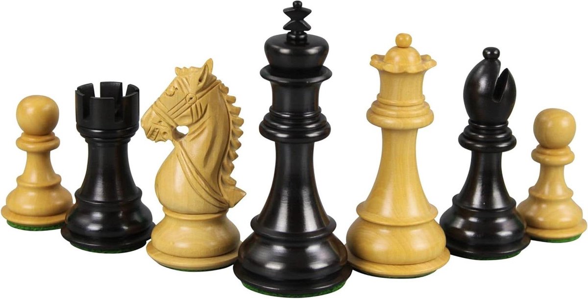 Schaakspel - Strategie spel - Tafelspel - Handgemaakte stukken - 95 cm - Natuurlijk hout