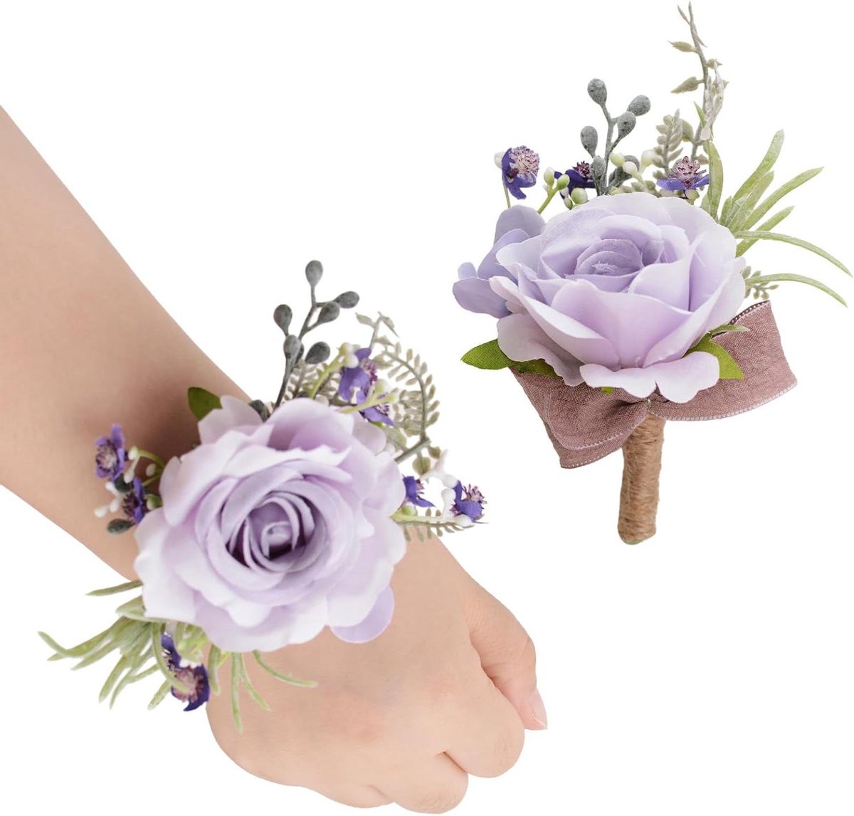 Pols Corsage Boutonniere Set - Bloem Hand Bloem - Feestelijke Decoratie - Elegant Ontwerp - 13 cm x 10 cm