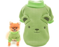 SMALLLEE_LUCKY_STORE Puppy Fleece Sweatshirt Sweater Sweaters Cute Bear with Ears for Small Medium Dogs Cat Boy Girl Yorkie Chihuahua Kitten Warm Autumn Winter Clothing, Green, XXL