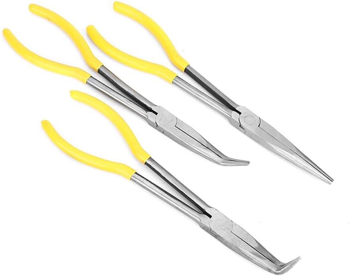 Naaldneustang Set - Lange Punttang - Precisiewerk - Geharde Snelheidssnijranden - 11 inch - Grijs