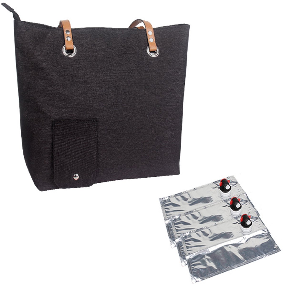 carmdering - Wijnkoeltas Met Dispenser - Draagbare Wijnhouder - Ge茂soleerde Tas - 3 koelblaadjes, verborgen koelvak - Handig schenksysteem - Oxford stof, duurzaam en waterdicht - Perfect voor picknick en camping - 1 stuk
