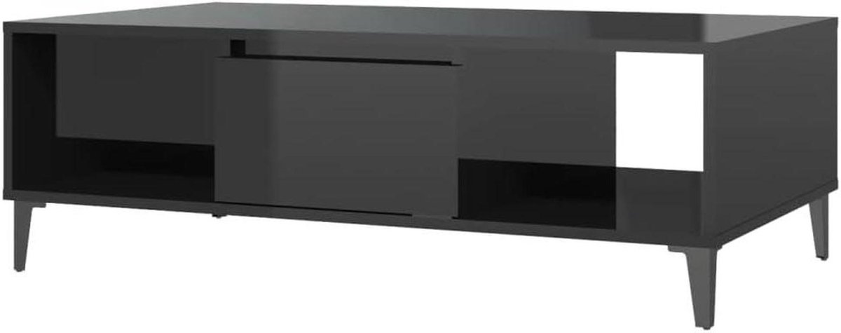 Salontafel - Koffietafel - Woonkamer Meubel - Met Opbergvakken - 103.5x60x35 cm - Hoogglans Zwart