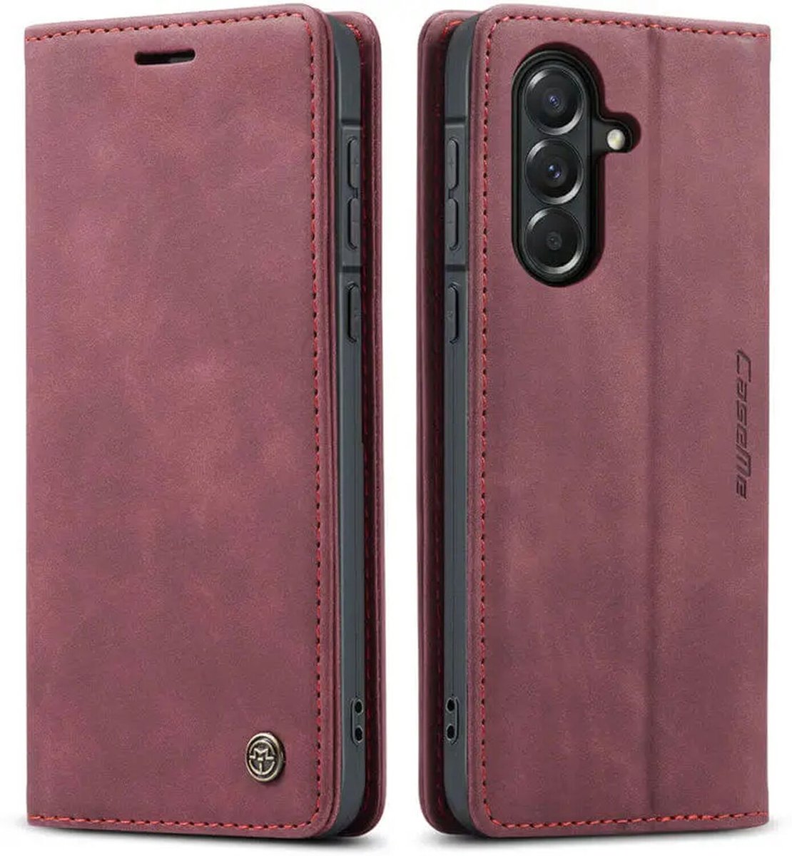 CaseMe 013 Hoesje Geschikt voor Samsung Galaxy A57 - Book Case met Standaard - Portemonnee Beschermhoes - Pasjeshouder voor Twee Pasjes - Rood