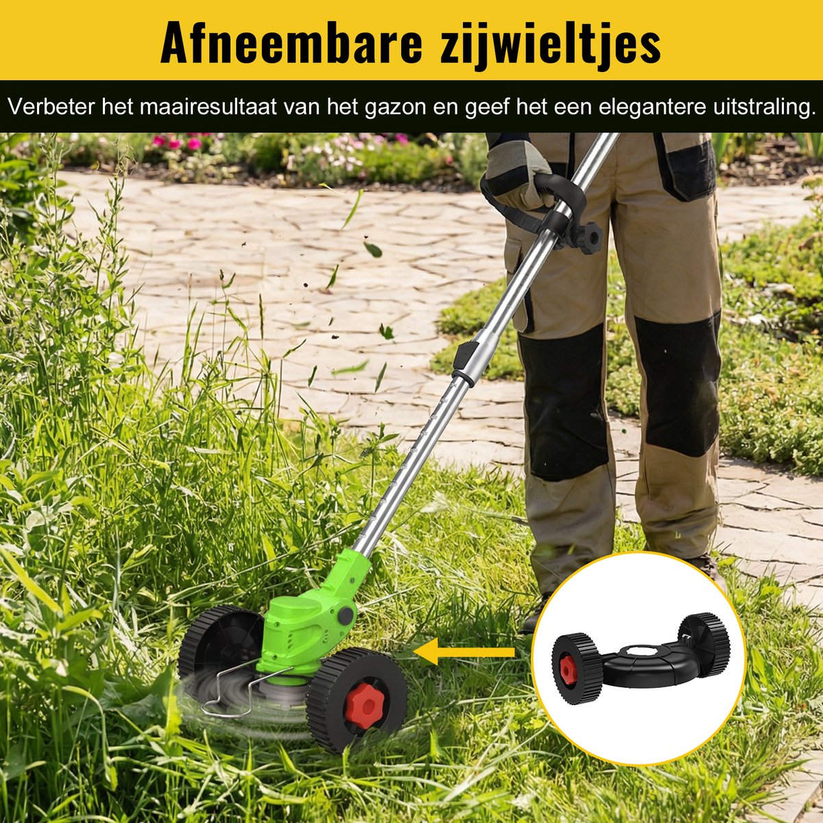 CONENTOOL Accu Grastrimmer 21V - Kantenmaaier - Elektrische Grasmaaier - Multifunctionele Bosmaaier - 2x 4.0Ah Accu’s & Verwisselbare Mesjes - Voor Tuin en Onkruid – foto 5
