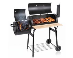 Lomera Smoker BBQ - Smokerbarbecue - Houtskool BBQ - Rookoven - Houtskoolbarbecue - Offset Grill - Rookgrill - Op Wielen - Met Thermometer - Buitenkeuken - Tuin Barbecue - Grillrooster - BBQ Roker - Smoker Grill - Barbecue Smoker
