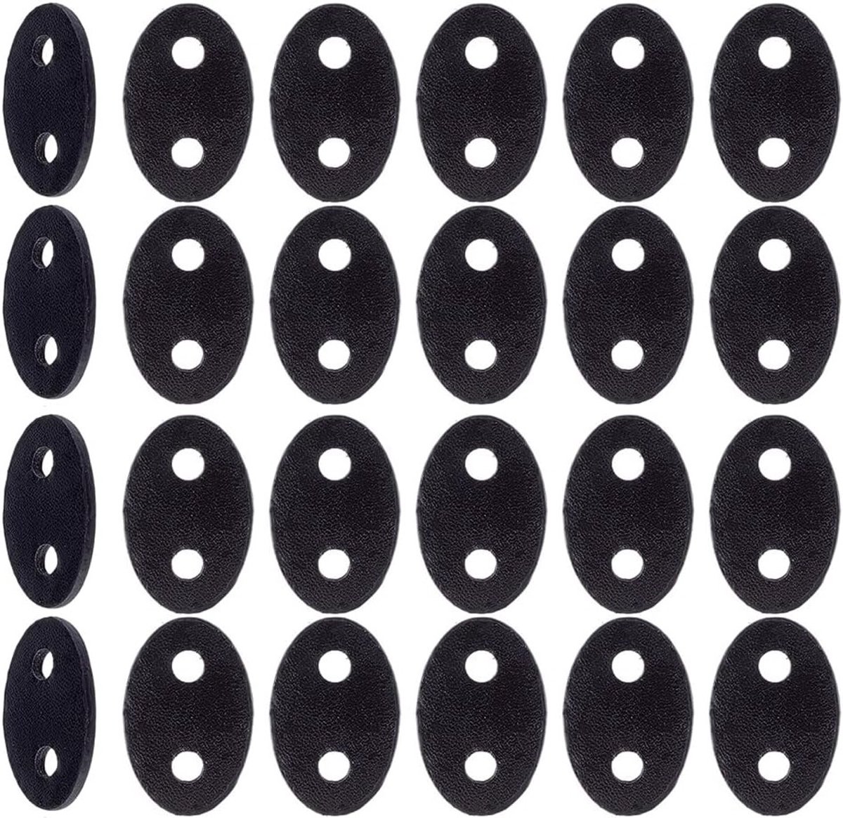 50 Stuks Ovalen PU Leren Twee Gat Trekkoord in 2 Kleuren voor Casual Jacks, Hoodies en Broeken