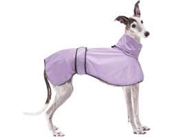 Verstelbare lichtgewicht hondenregenjas met reflecterende banden en harnasopening, ideaal voor Greyhounds, Lurchers en Whippets - Lilac - XXL - Perfect voor natte dagen en buitenactiviteiten