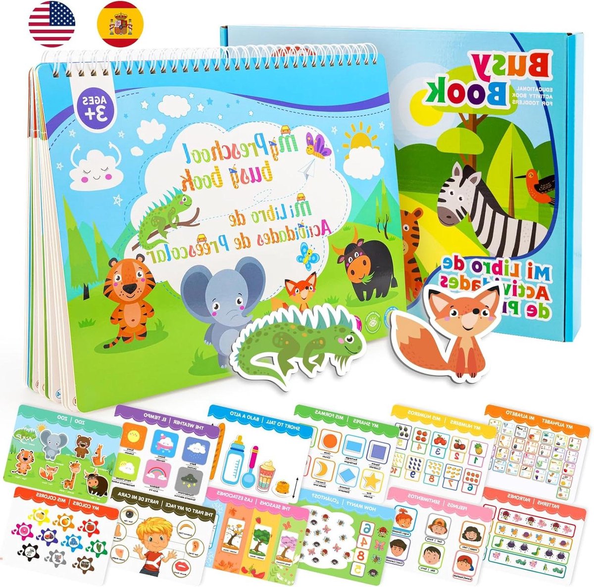 Drukvrije Leerboeken - Activiteitenboek Peuters - Vroeg Leren - Tweetalig Spaans Engels - 30 x 22 cm - Groen