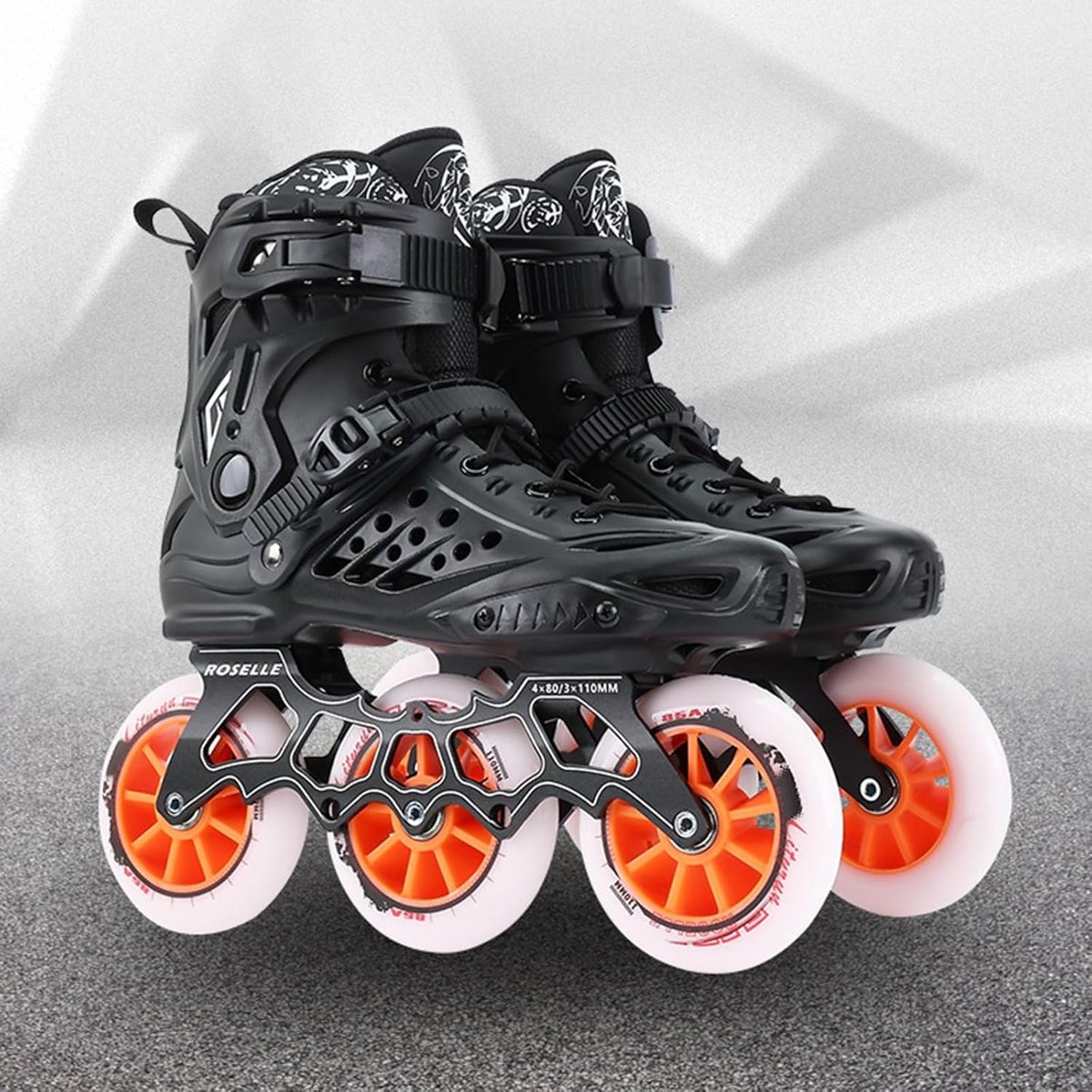 Inline Skates - Rolschaatsen Skeelers - Hoge Snelheid Skaten - Driewielig Ontwerp - 110 mm Wielen - Zwart