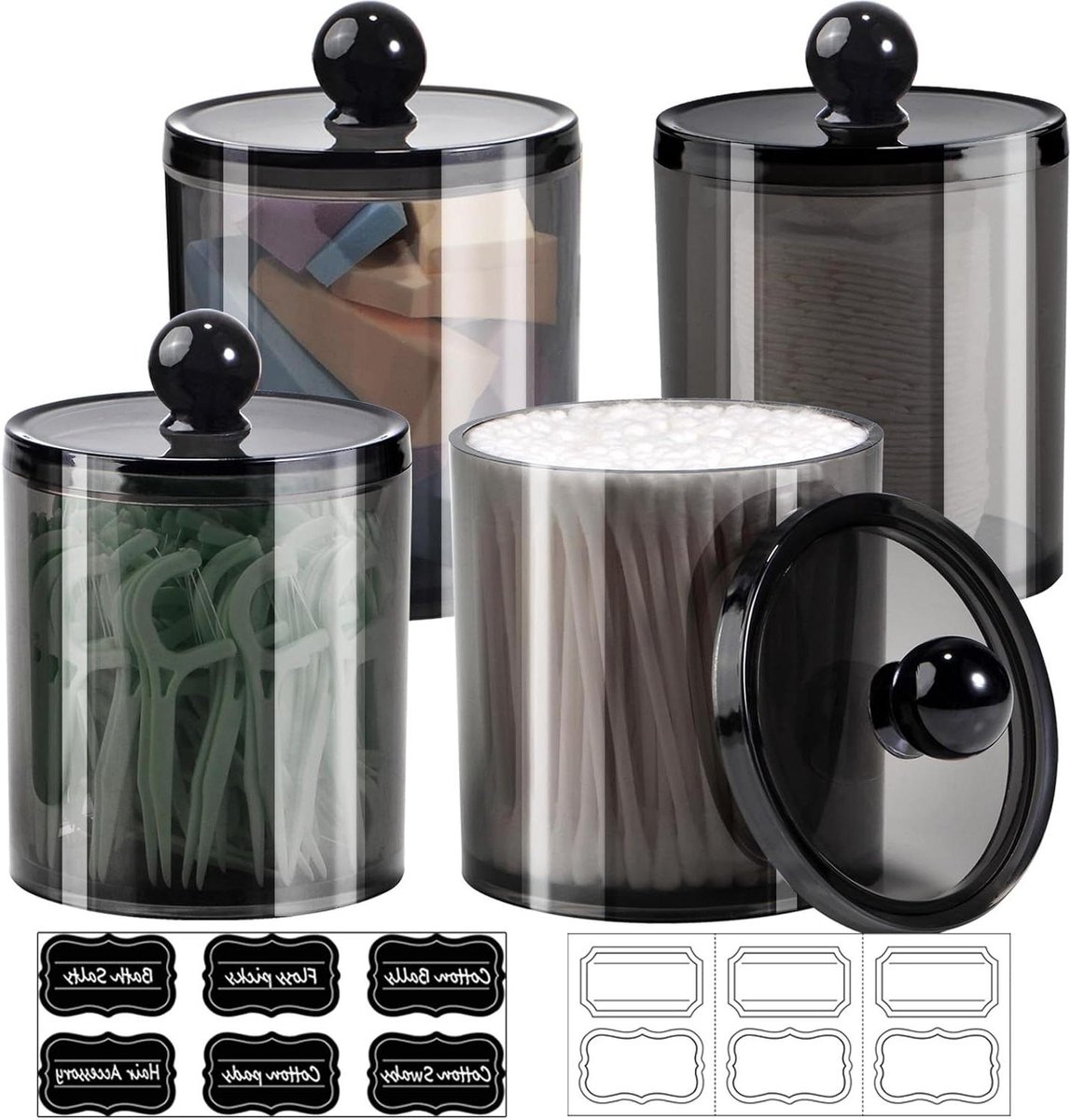 Opbergpotjes Badkamer - Kruidenpotjes Apothekerspotjes - Badkamer Organiseren - Onbreekbaa