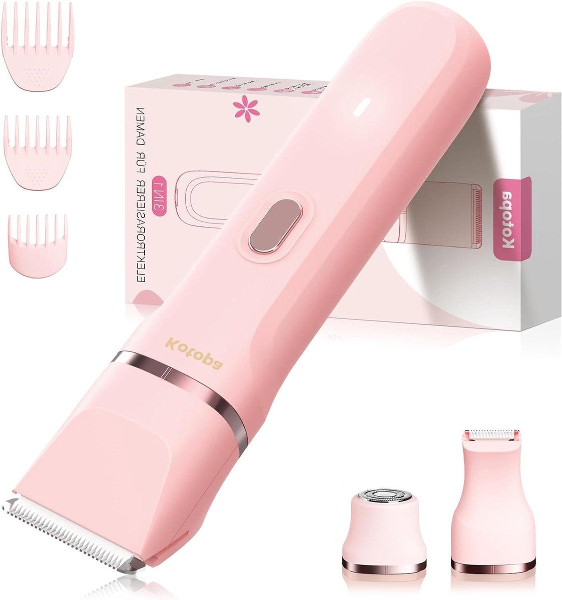 Dames Intimtrimmer - Elektrische Vrouwenstyler - Huidverzorging - Huidvriendelijk & Zacht - 3 Opzetstukken - Roze