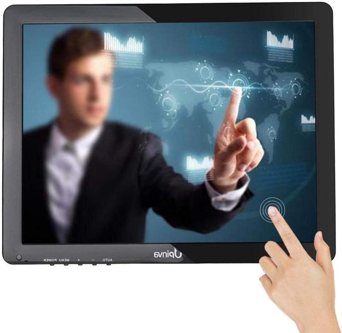 Capacitief Touchscreen Monitor - Bewakingsdisplay PC Monitor - Veiligheid Toepassingen - Hoge Resolutie 1024x768 - 15 inch - Zwart
