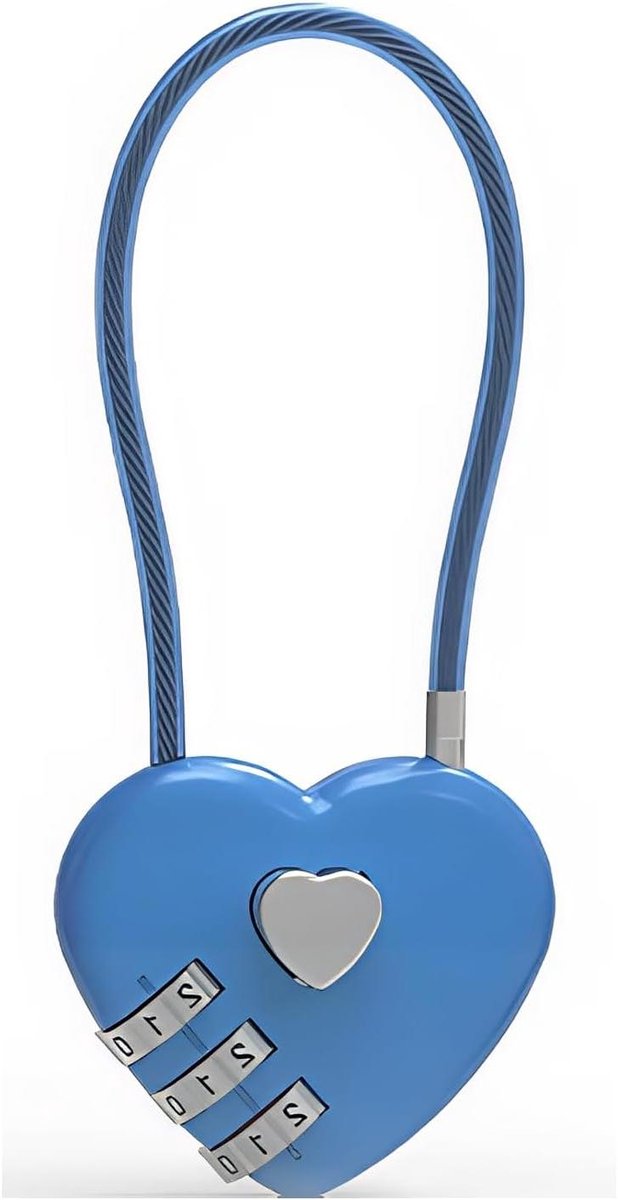 Mini Combinatieslot - Hartslot Sluiting - Bezit Beveiligen - 3-Cijferig Slot - 5 x 8 cm - Blauw