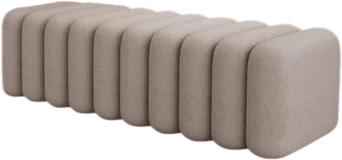 Fluwelen Ottomaanse Bank - Voetenbank Bedbank - Zitplaats Entree - Gewatteerde Zitting - 40-120cm Breed - Lichtgrijs