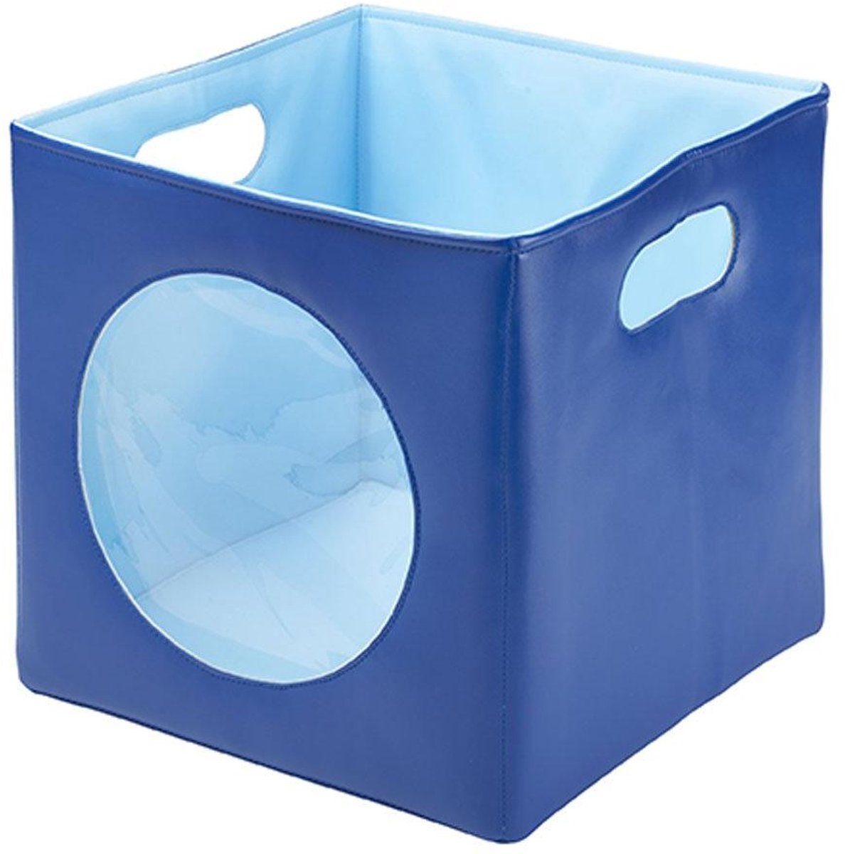 Opbergbak met Raam - Speelgoedmand Kinderen - Speelgoed Opbergen - Zichtbaar Inhoud Raam - 30x30x30 cm - Blauw