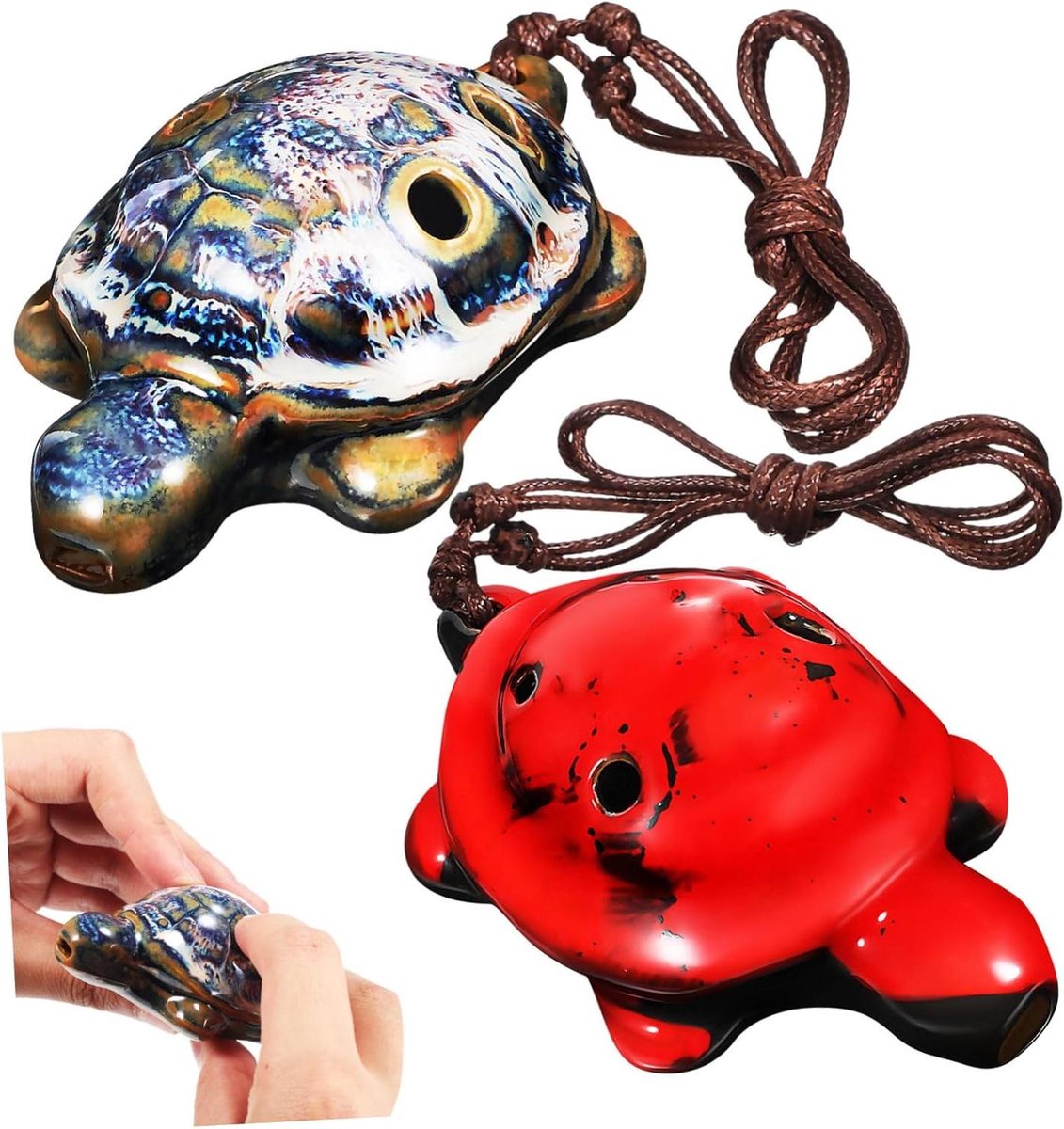 Keramische Ocarina - Schildpad Instrument - Muziek Leren - 6 Gaten Ontwerp - 9 cm - Gekleurd