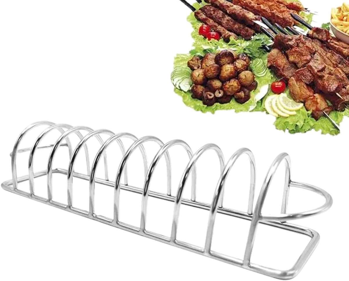 Ribrek voor Grill Roestvrijstalen Rek Buiten Koken Anti-aanbak Kookgerei 23 cm Zilver