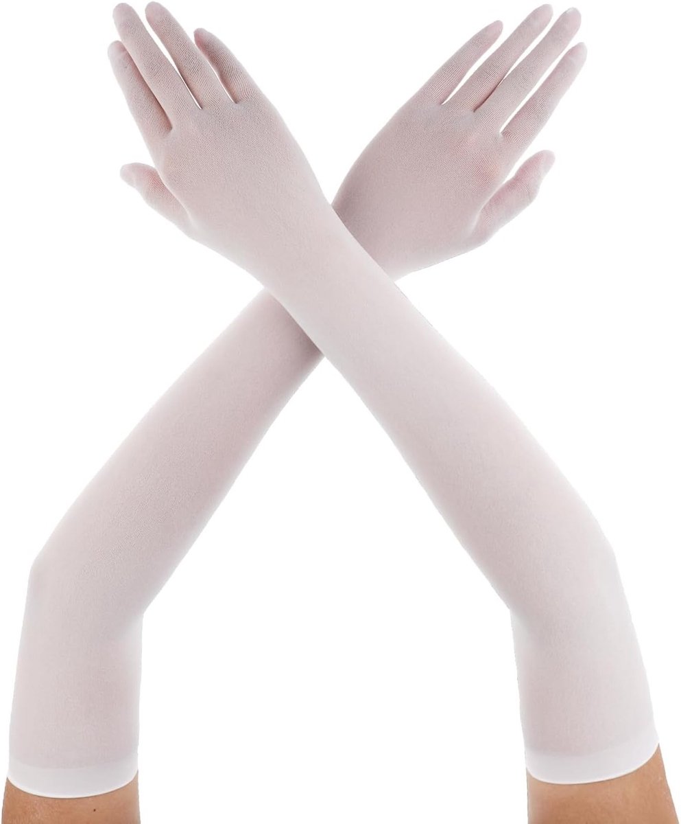 Elegante Witte Tule Handschoenen voor Cosplay, Bruiloft, Feest, Carnaval en Halloween Kostuums