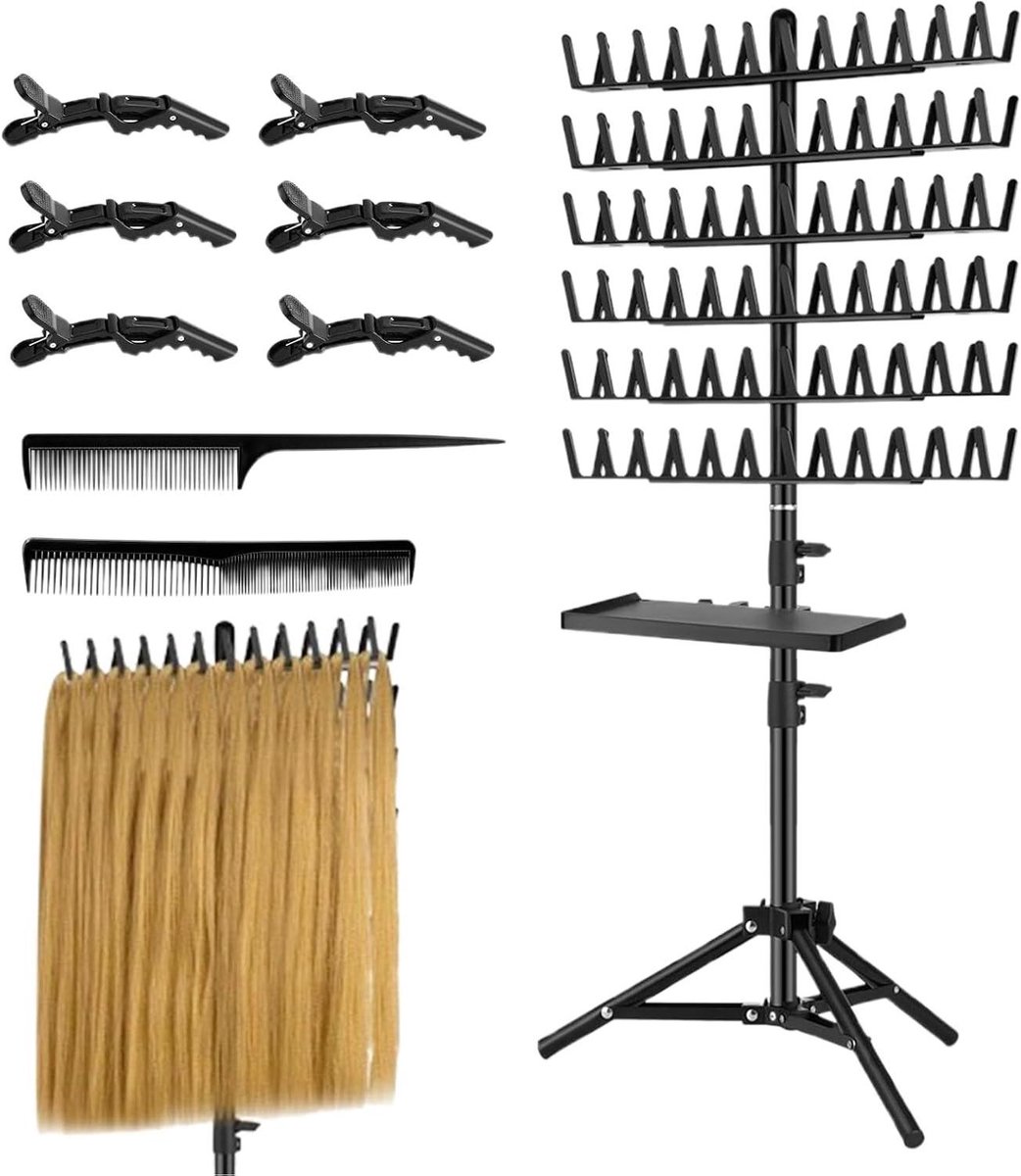 Vlechten haarrek - Haarstyling standaard - Professioneel vlechten - In hoogte verstelbaar - 388 cm breed - Zwart