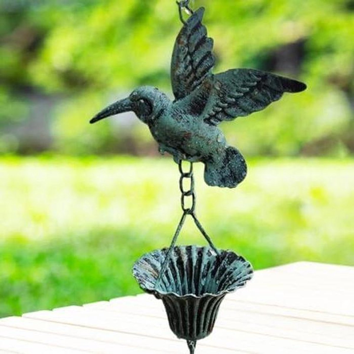 Metalen Regenketting - Regengordijn Waterafvoer - Tuindecoratie - Unieke Waterstroom - 26 m - Blauw