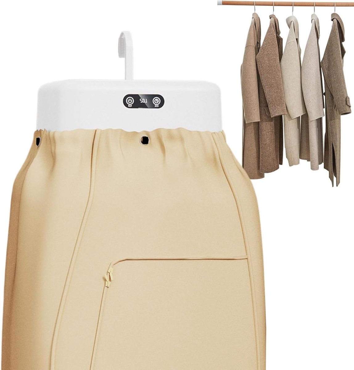 Draagbaar Droogrek Compacte Kledingdroger Kleding Snel Drogen Stofdichte Hoes 20 x 12.5 x 12.5 cm Wit