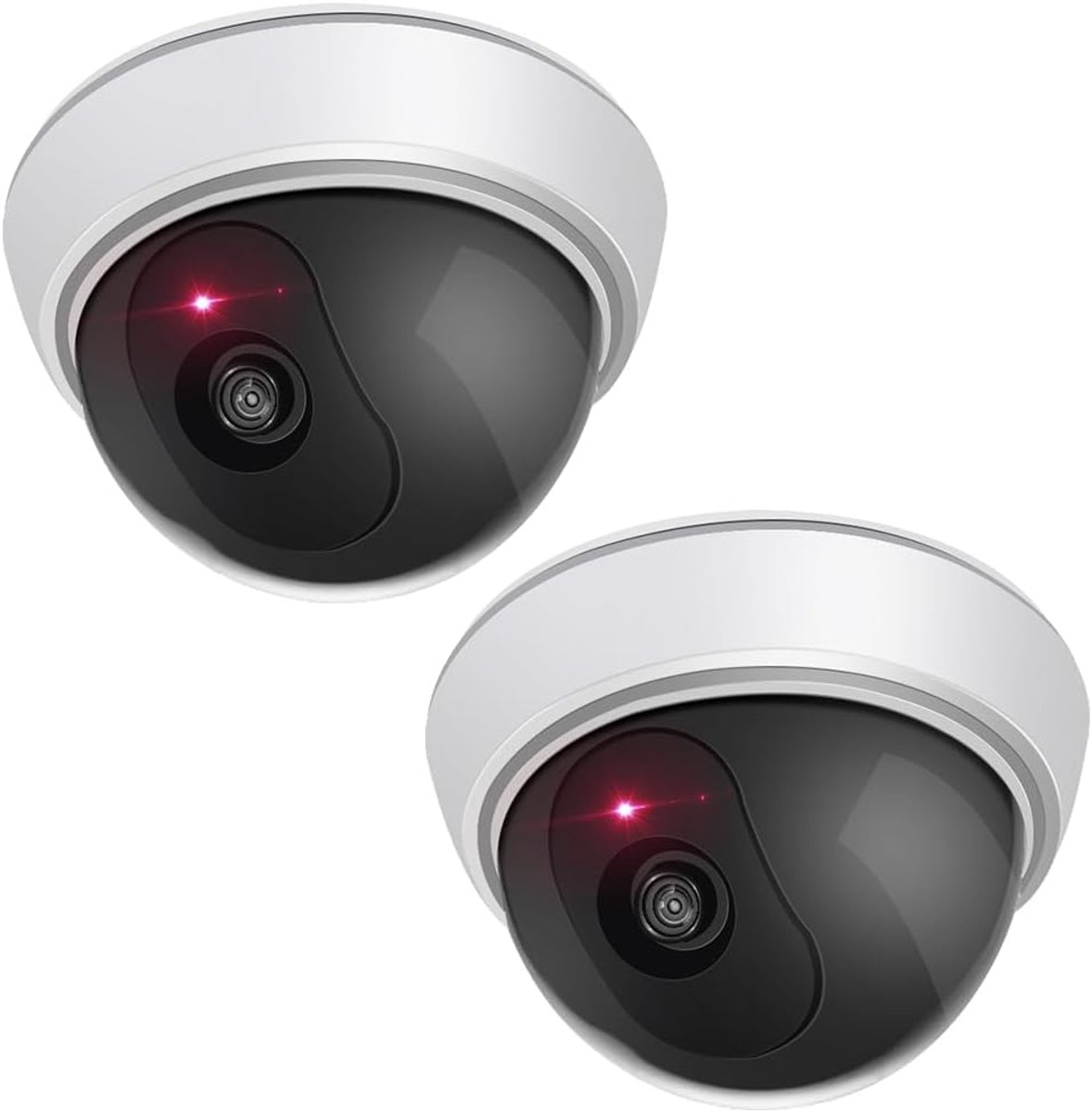 Dummy Camera - Nep Camera - Beveiliging Huis - Knipperend Rood LED - 2 Stuks - Wit