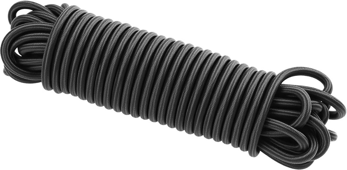 Expansiekoord - Spanband elastisch - Buiten bevestigen - UV-bestendig materiaal - 5mm x 10m - Zwart
