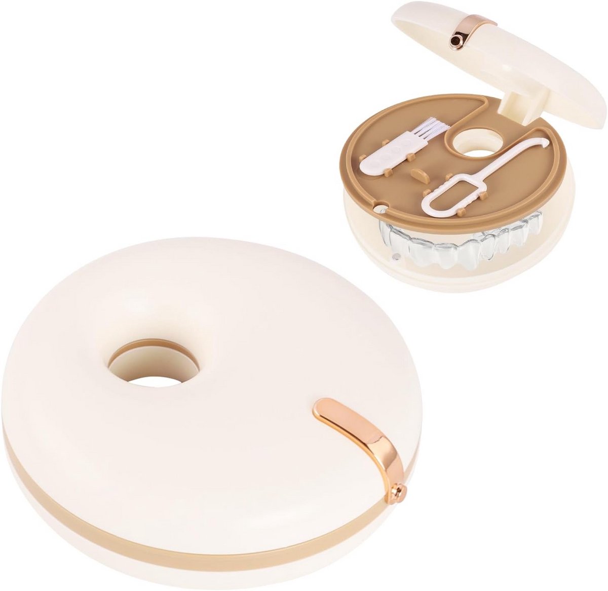 Kunstgebit Doos - Beugel Houder - Veilig Opbergen - Magnetische Sluiting - Compact Formaat - Wit
