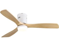 Miryx Plafondventilator - 18W LED-verlichting - Omkeerbare DC-motor - Smart Lamp Met Afstandsbediening - 6 Standen - Hout Bladen -