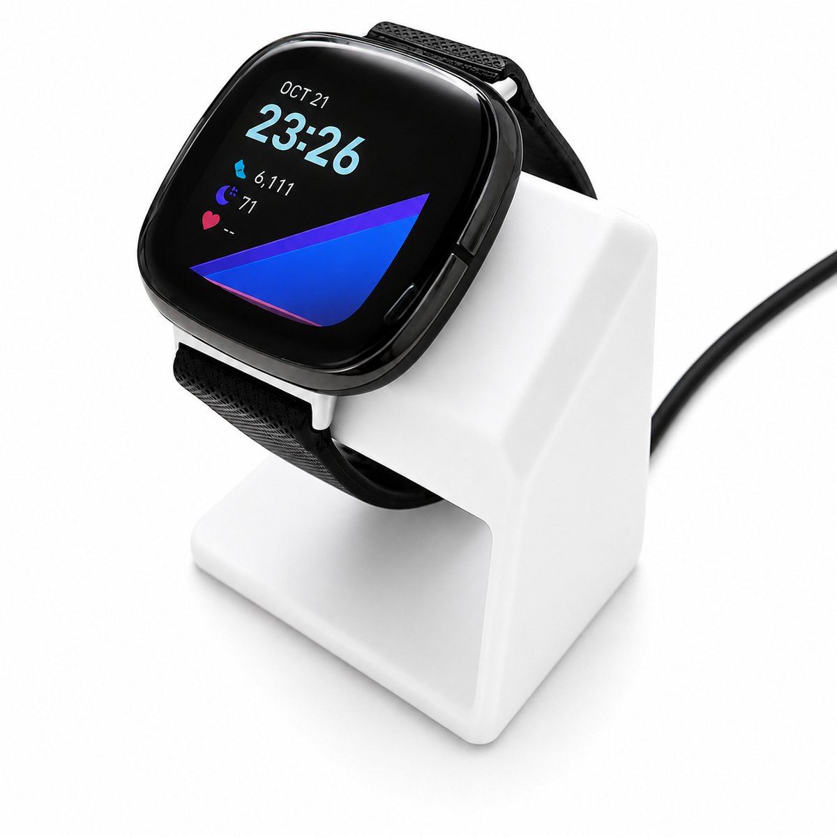 Fitbit Sense - Fitbit Sense 2 - Fitbit Versa 3 - Fitbit Versa 4 Oplader Standaard - Charging Dock - Oplaadstation - Smartwatch Houder - Bureau Standaard - Nachtkastje Docking Station - Kabelmanagement Houder - Wit