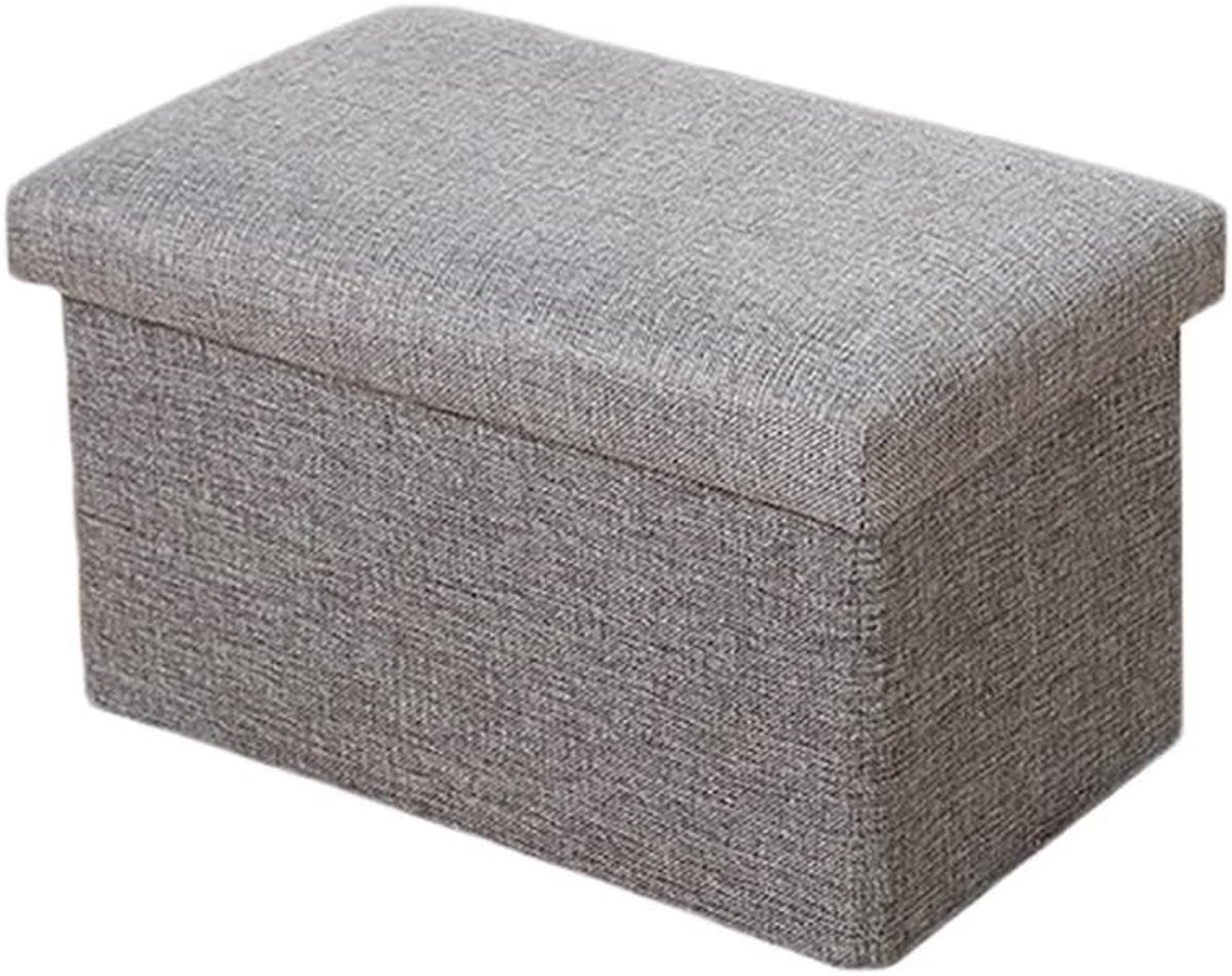Opbergpoef - Voetenbank kruk - Extra zitplaats - Opvouwbaar design - 40x25x25cm - Grijs